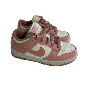 Nike Kids Pink and White Dunk Sneakers 1Y